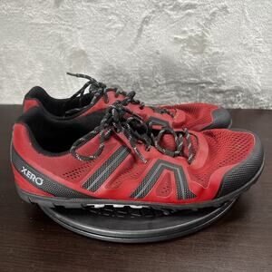 XERO Mens Size 12 Mesa Trail II Red Black Lace Up Barefoot Running Sneakers